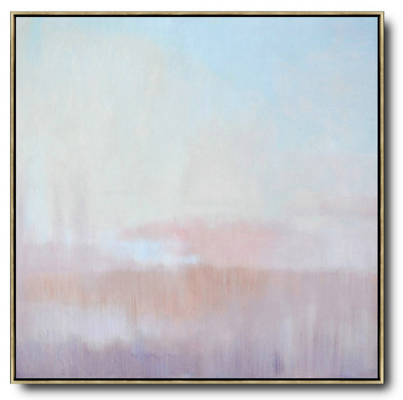 Large Contemporary Art Acrylic Painting,Oversized Abstract Landscape Oil Painting,Modern Paintings Blue,Pink,Purple